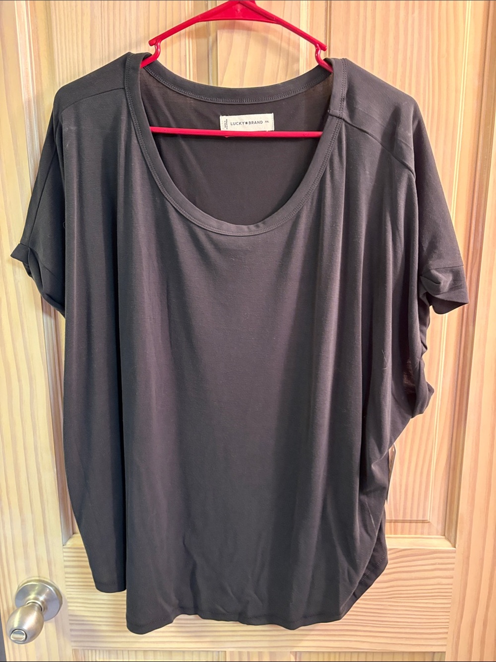 Lucky Brand Black Scoop Neck Short Sleeve Tee